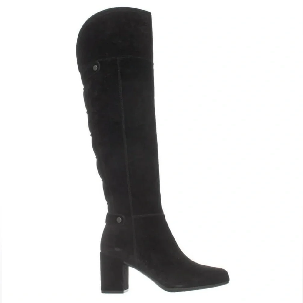 Womens Franco Sarto Pava Knee-High Dress Boots - Black Suede Size 8.5